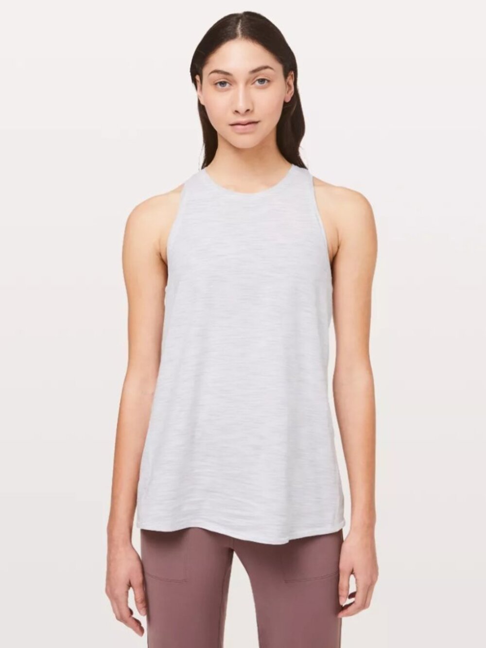 Lululemon All Tied Up Tank Gray Split Back Gray Space Dye Sports Yoga Size 6